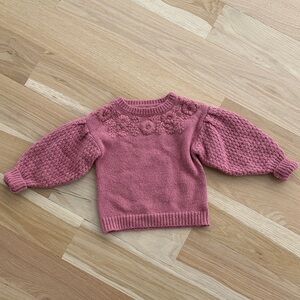 Abel & Lula Girl’s Pink Floral Knit Sweater